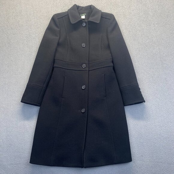 J. Crew Classic Lady Day Coat Size P2 Black Italian Double Cloth Wool Petite - Picture 10 of 11